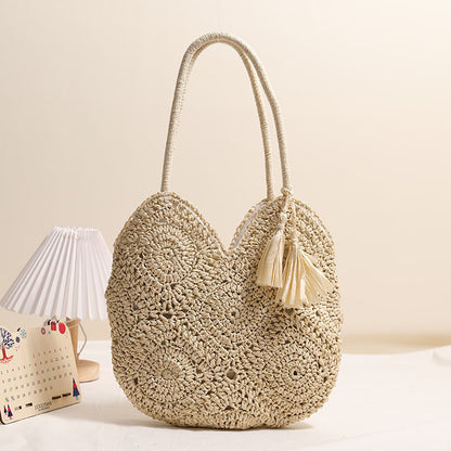 Rose – Grand Sac Tissé à Franges