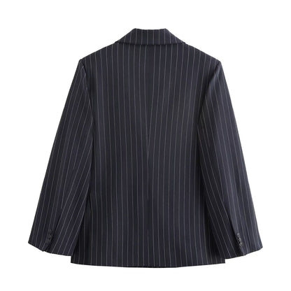 Anne – Manteau ample à rayures à double boutonnage
