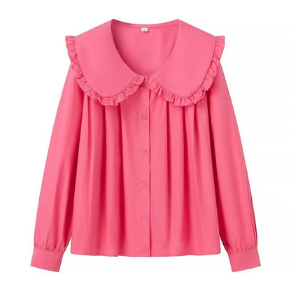 Jennifer – Chemise Décontractée à Col Claudine et Manches Longues