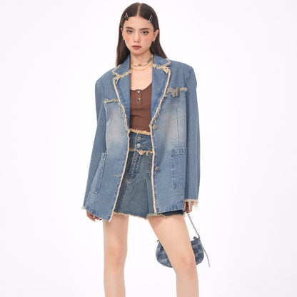 Andrea – Veste de costume en denim décontractée pour femmes