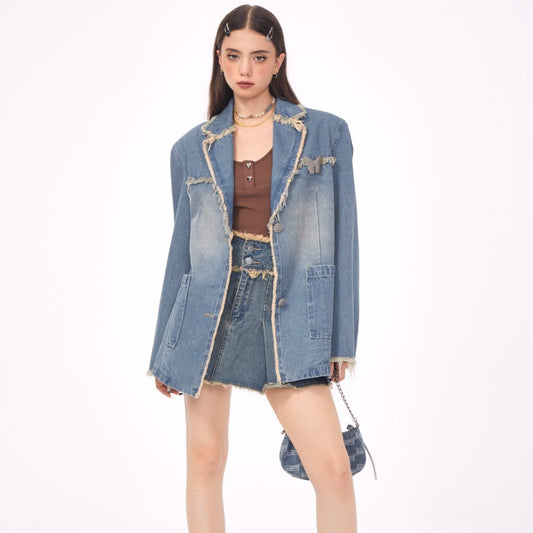 Andrea – Veste de costume en denim décontractée pour femmes