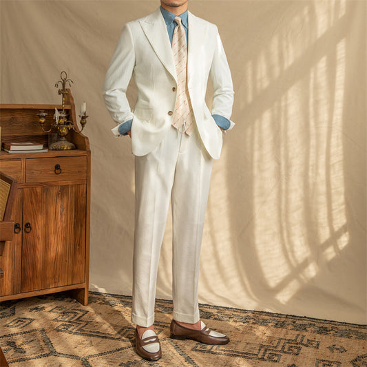 Jude – Costume Respirant en Laine à Demi-Doublure