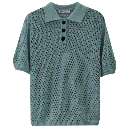 Sharon – Haut Tricoté Style Western à Col Polo