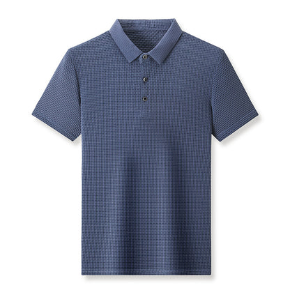 Rhys – Polo Jacquard à Manches Courtes en Soie de Glace