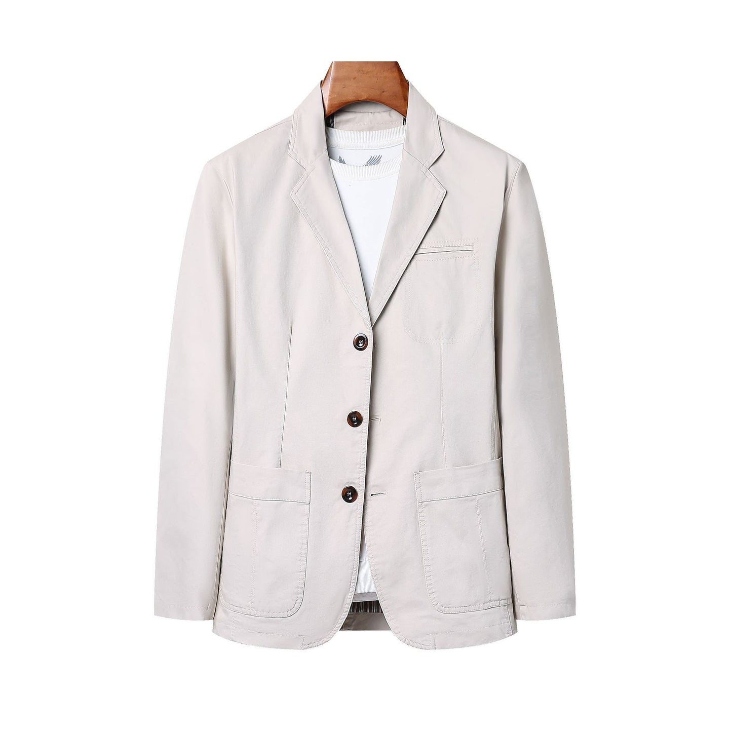 Julian – Veste décontractée à boutons simple en coton pur grande taille