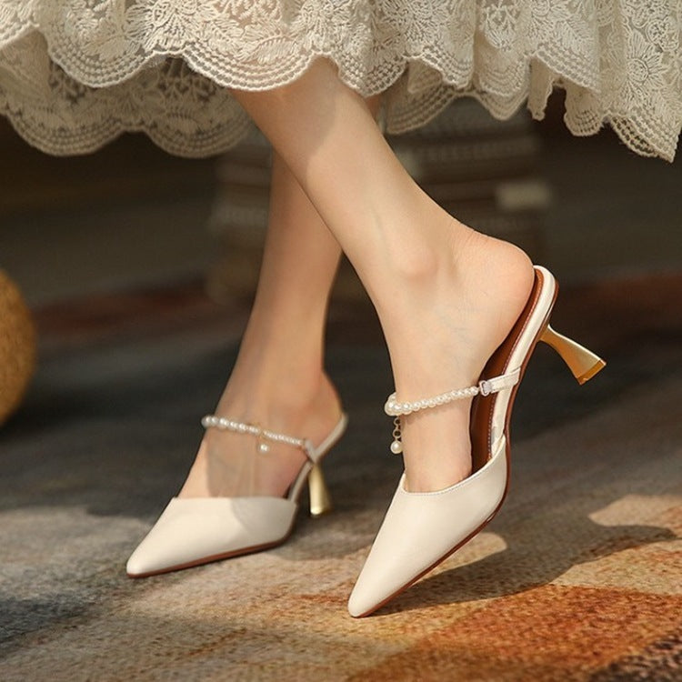 Audrey – Sandales à Talons Hauts avec Chaîne en Perles